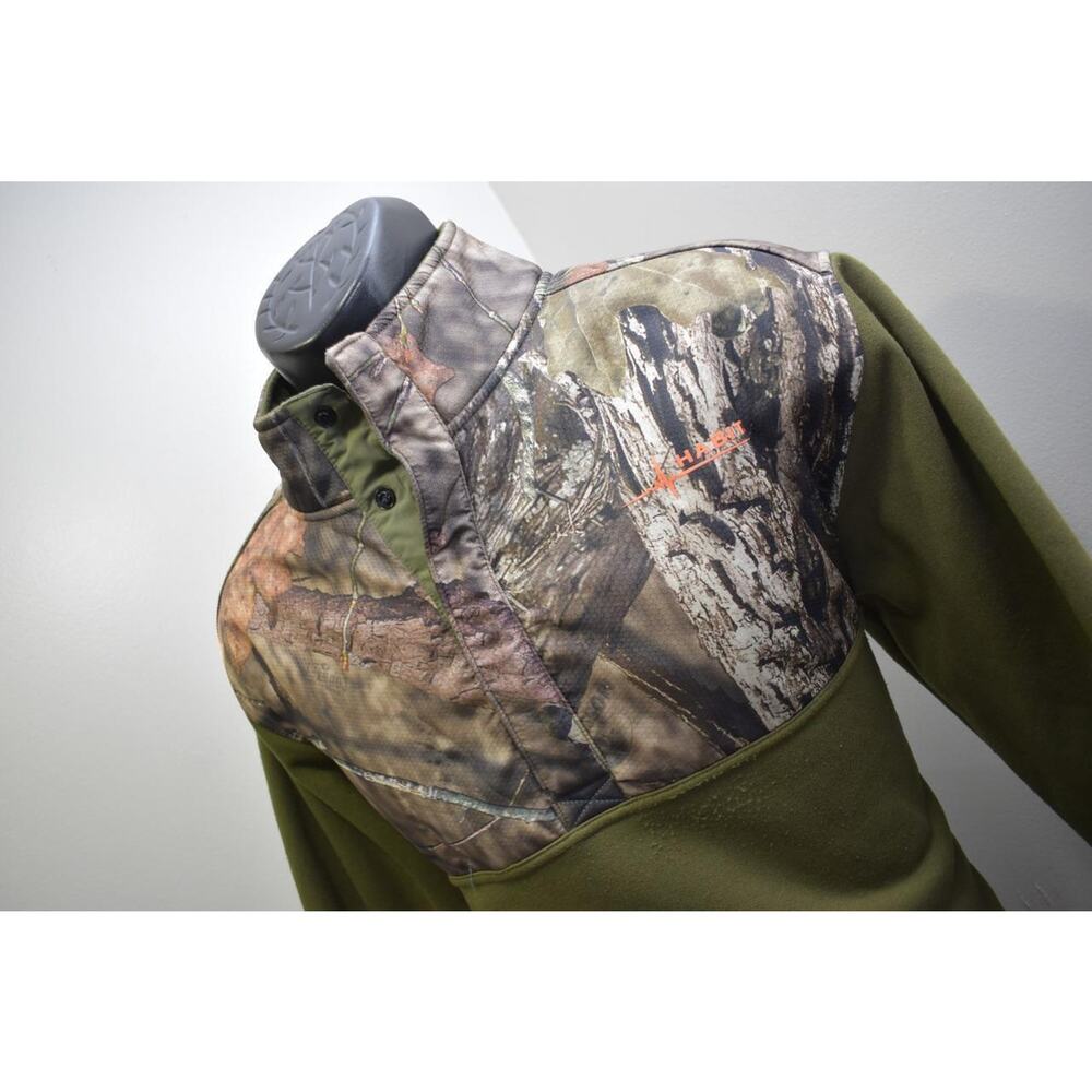 Habit Snap Neck Fleece Sweater Green Camo Long Sleeve Pullover Mens‎ Size Large